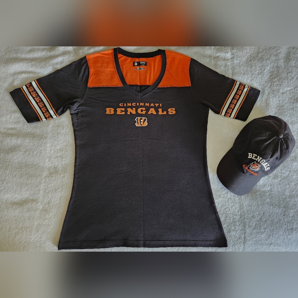 Cincinnati Bengals Womens Tee Shirt Size M and Hat - Picture 5 of 11